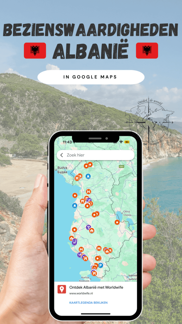 Al mijn tips voor Albanië verzameld op een kaart in Google Maps.